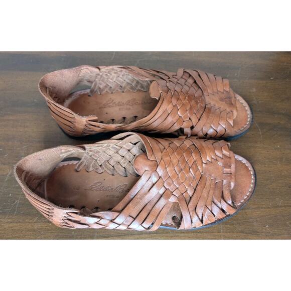 Vintage Eddie Bauer Huarache Sandals Womens Brown Leather Sandals Slip On Size 8 - Picture 6 of 7